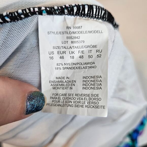 Swim Solutions Waist Minimizer Off the Shoulder One Piece Swimsuit Women's 16 - Picture 7 of 11